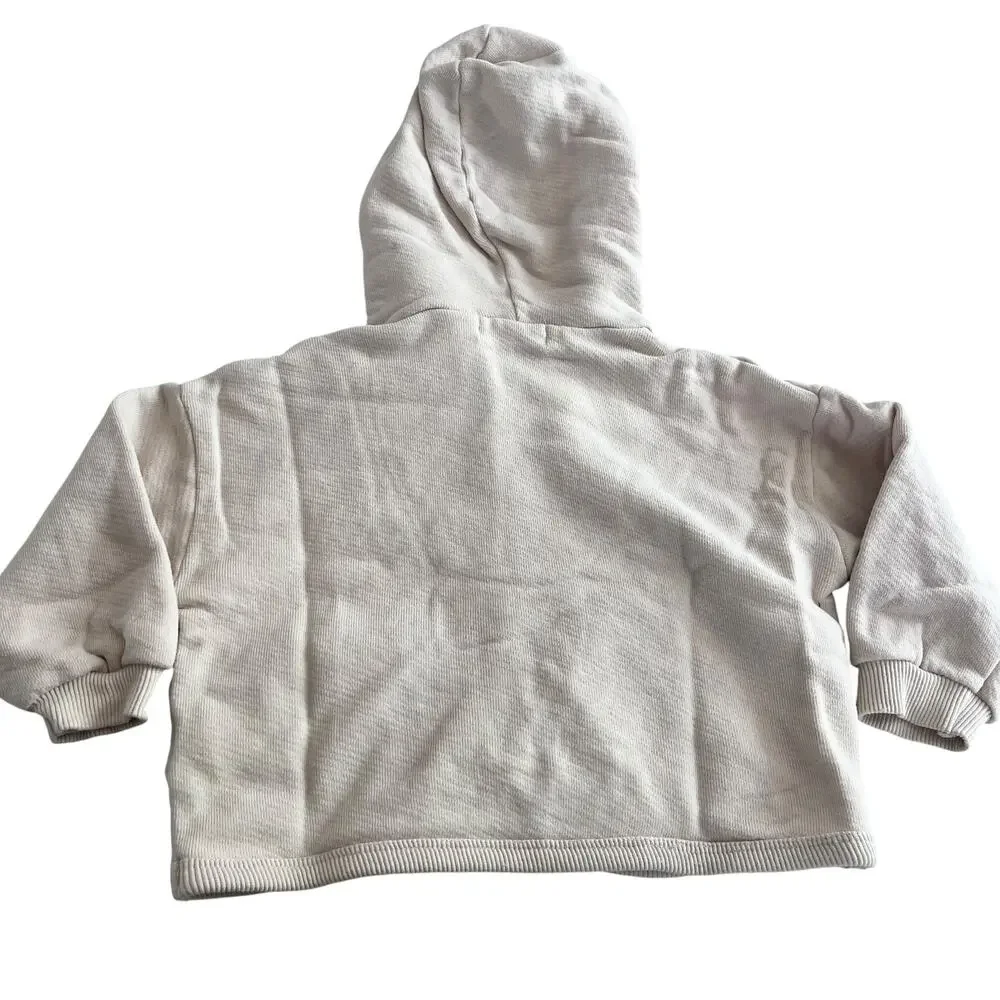 Zara Girls Ecru Neutral Sweatshirt Hoodie size 9-12 months